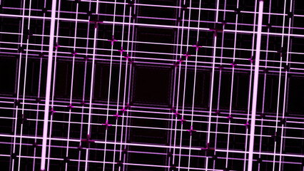 Aufkleber - Electronic 3d grid with square lines. Design. 3D grid with square tunnel on black background. Computer grid with square lines