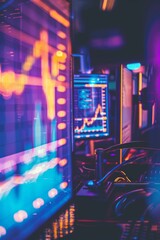 Poster - Futuristic Night Trading: Multiethnic Male and Female Traders at Work in a Neon-Lit Cryptocurrency Room