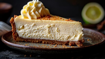 Wall Mural - A slice of tangy key lime cheesecake, with a graham cracker crust.