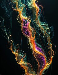 Wall Mural - Abstract Colorful Swirls on Black Background