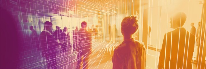 Leinwandbilder - Diverse Cybersecurity Team Monitoring Blockchain Transactions in a Futuristic Command Center, Late Afternoon