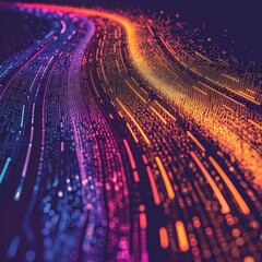 Aufkleber - Abstract Visualization of Decentralized Finance (DeFi) with Digital Currencies and Smart Contracts in a Vibrant, Futuristic Setting