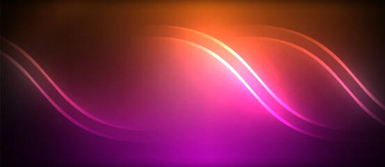 Aufkleber - Neon glowing circle rays, light round lines in the dark, planet style neon wave lines. Energetic electric concept design for wallpaper, banner, background