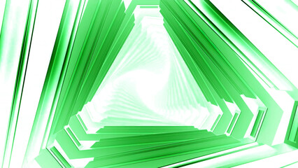 Poster - Psychedelic triangular tunnel moving through space. Motion. Moving triangular portal in space of memories. Triangular layers of tunnel move in mental space