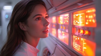 Poster - Showcase the urgency of preventing terrorist attacks as the X-ray machine scrutinizes the contents of the woman travelers baggage, emphasizing