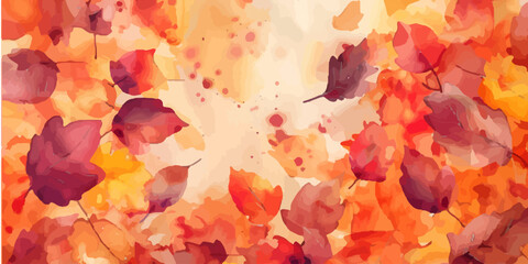 Wall Mural - watercolor autumn leaves background