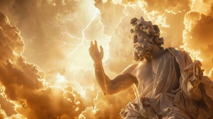 Wall Mural - Illustration of ZEUS, god of sky and thunder. Zeus, king of the Greek gods, is ready to hurl lightning down on the world and mankind.