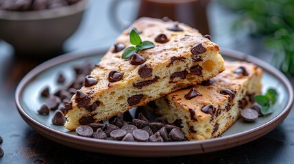 Wall Mural - A serving of rich chocolate chip scones, perfect for breakfast.