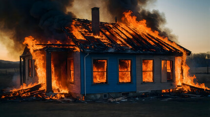 Canvas Print - fire in the fireplace