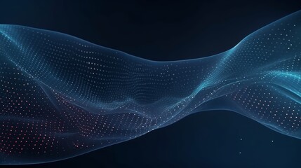 Poster - Abstract blue background with dots and weaving lines for network data transmission security