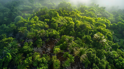 Poster - Aerial view of a large jungle. Generative AI.