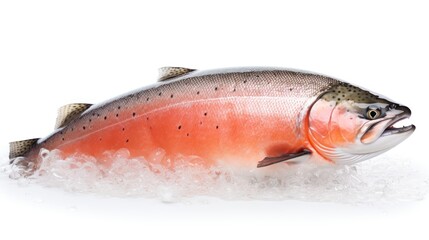 Wall Mural - salmon on a clean white background with water droplets 