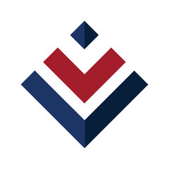 Poster - A simple logo of pyramid shape in red and blue in flat style on a white background