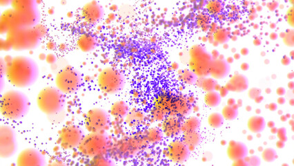 Poster - Soft bokeh colorful particles on a white background. Design. Swarm of bright tiny circles.