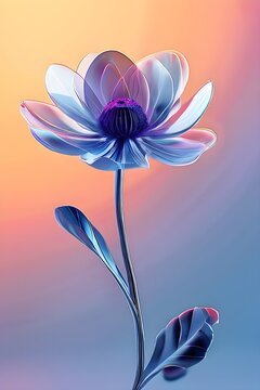 digital rendered flower evolving in a futuristic forward botanical concept