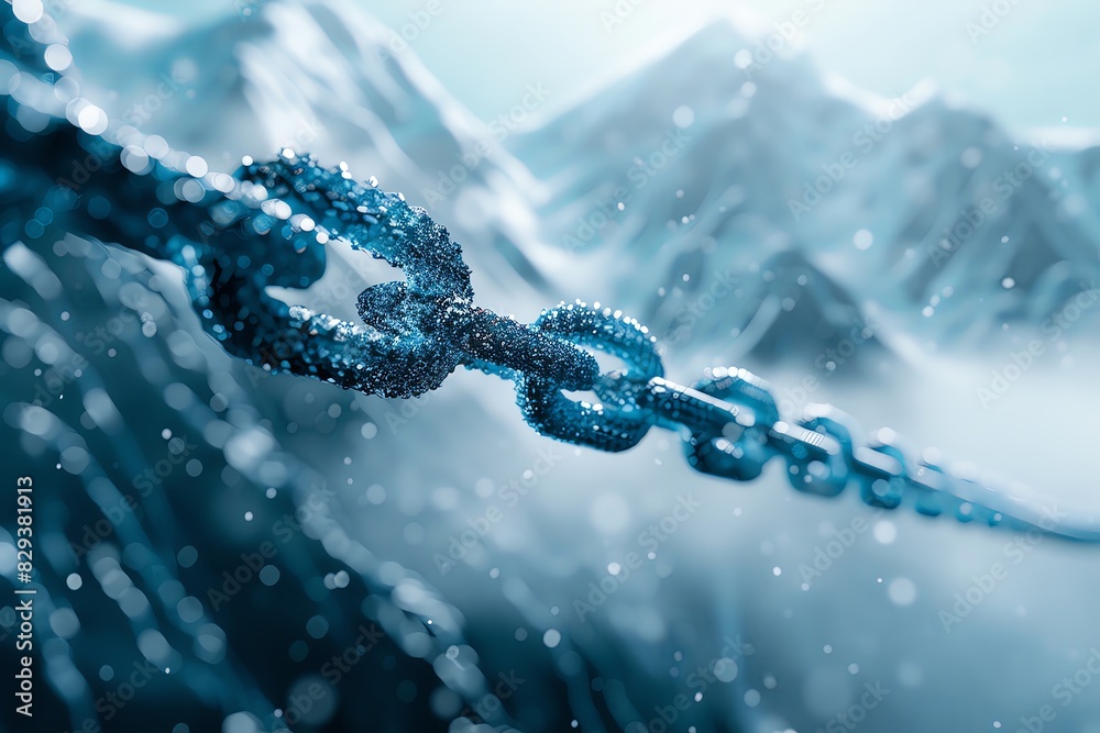Digital blue chain, blockchain technology concept with binary code ...