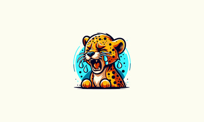 Wall Mural - the cheetah is crying vector illustration mascot design