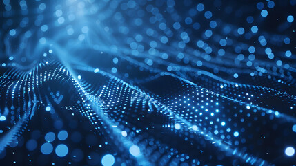 Wall Mural - blue tech influenced background with light and dots