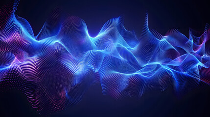 Aufkleber - Blue neon color Abstract technology background, Network light effect. Concept visualization of sound waves