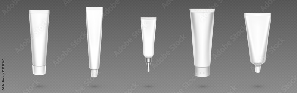 White cosmetic tube mockup. Cream plastic container vector mock up ...