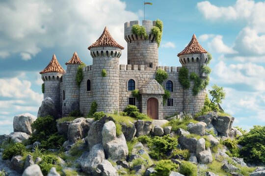 castle fortress in 3d style by generative ai