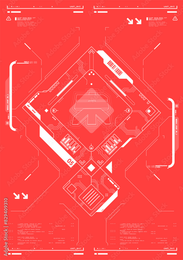 Tech Abstract poster template with HUD elements. cyber culture, Modern ...
