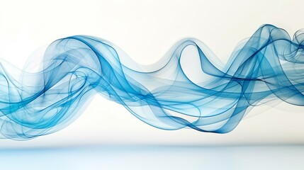 Poster -  A white background with a blue wave of smoke overlaid, surrounded by a light blue background