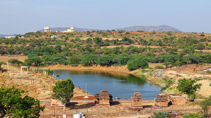 Wall Mural - Small Temples in the Campus of Shri Mallikarjuna Temple, Aihole, Bagalkot, Karnataka, India.