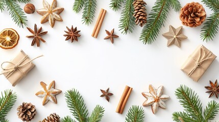 Wall Mural - pine cones, orange slices, cinnamon sticks , and star anisettes