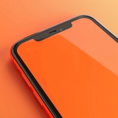 Poster - Close-up of modern smartphone with orange background in pop-art style