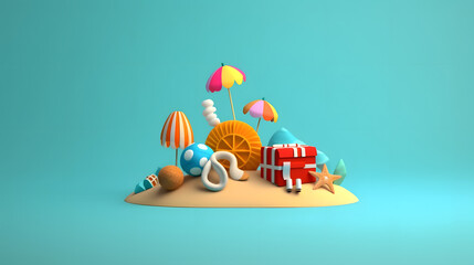 Sticker - Beach icon holiday 3d