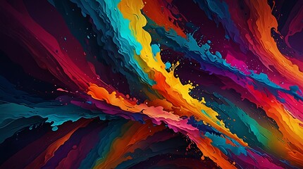 Wall Mural -  abstract painting with bright and saturated colors