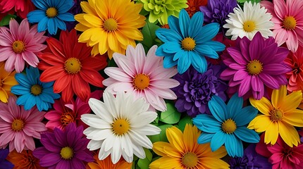 Wall Mural - background image of many multi-colored flowers