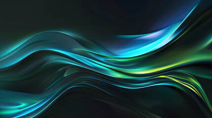 Wall Mural - black blue green wave gradient bright light and glow texture background. Generative AI.