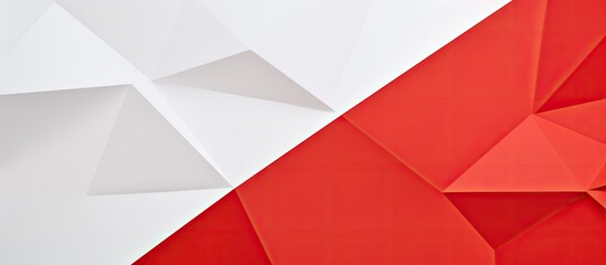 Poster - White and red geometric colored paper blank background template. copy space available