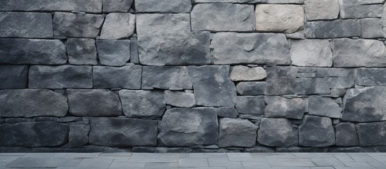 Fototapete - Stone wall background with pavement. copy space available