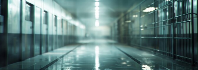 Wall Mural - Jail cells background. Prison. Blurred background