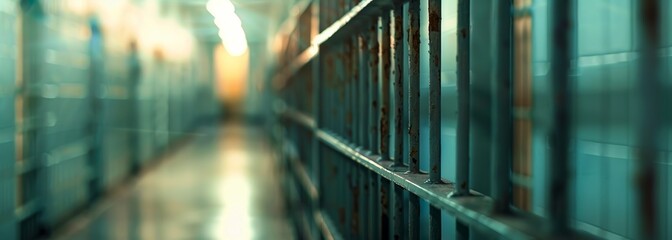 Wall Mural - Jail cells background. Prison. Blurred background