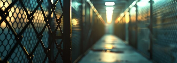 Wall Mural - Jail cells background. Prison. Blurred background