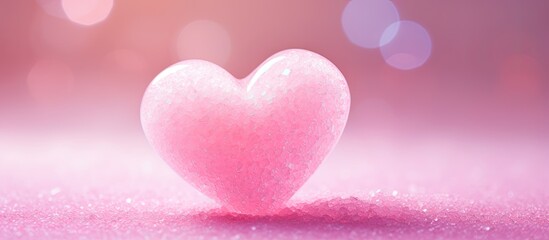 Poster - Heart made of cubes of sugar Sugar kills Pink background Empty space for copying text