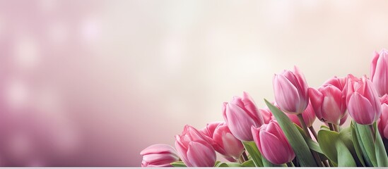 Poster - A pink spring card featuring a beautiful image of tulips Copy space image