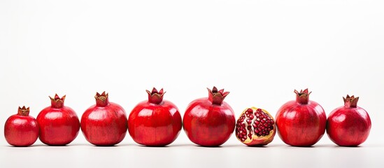 Poster - Stacked pieces of pomegranate on white background. copy space available