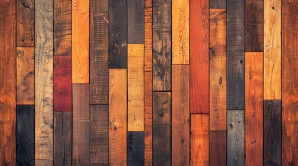 Wall Mural -  A close-up of a wood-paneled wall featuring clocks on its sides One clock is located towards the left, while the other is situated in the wall's middle