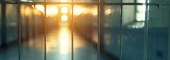 Wall Mural - Jail cells background. Prison. Blurred background