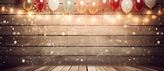 Poster - Vintage postcard on wooden background with Words happy birthday with holiday background. copy space available