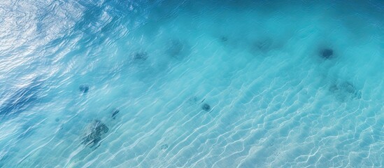 Poster - Shallow with sandy bottom and ocean ripple aerial view Natural texture and background. copy space available
