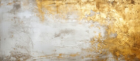 Poster - Grunge style background with a white and gold concrete wall texture perfect for copy space image