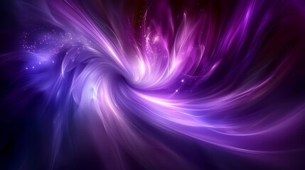 Wall Mural -  A purple-blue swirl image with stars in its center, set against a black backdrop featuring white stars in the middle