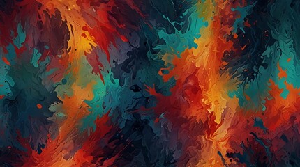 Wall Mural -  abstract painting with a rainbow of colors including red, orange, yellow, green, blue,