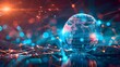© Billy - Futuristic global network hub with an America-centric digital world globe, representing rapid data transfer and advanced cyber technology